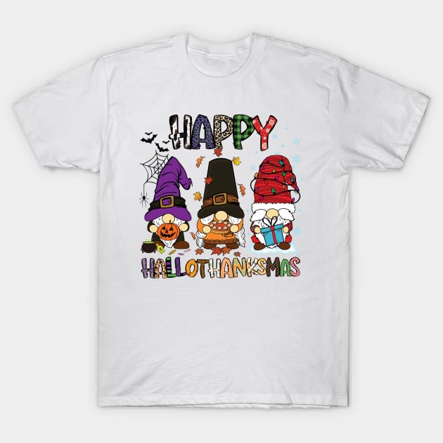 Happy HalloThanksMas Gnome T-Shirt by DigitalCreativeArt